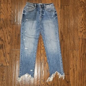 PISTOLA Women's Destressed Straight-Legged Jeans - Size 27